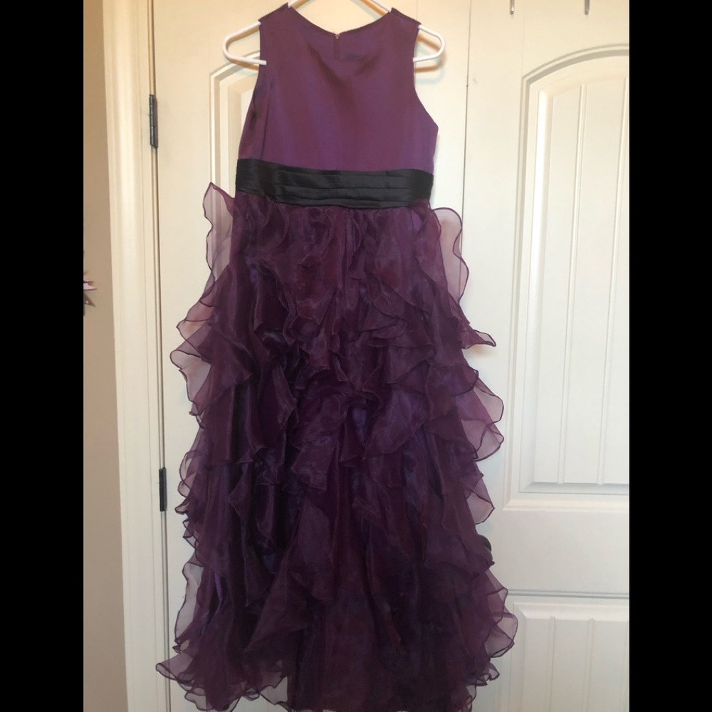 Floor length ruffle formal dress
